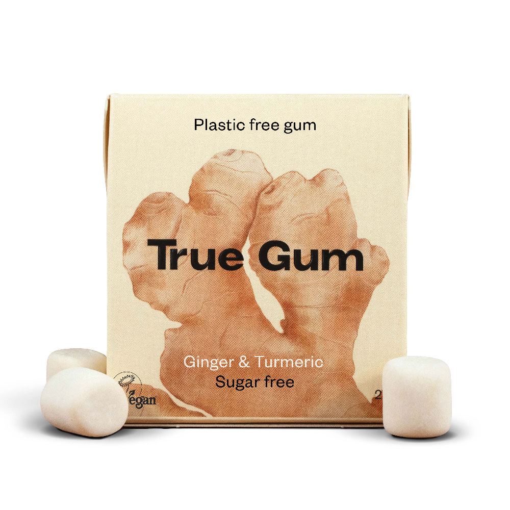 True Gum Plastic Free Chewing Gum Ginger & Turmeric 21g